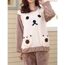 Charger l'image dans la galerie, Pyjama Japonais d´hiver Femme ´´Ours brun´´ Pyjama Jinbei Femme Kimonojaponais