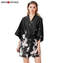 Charger l'image dans la galerie, Robe Kimono Azusa Noir Kimono sexy Kimonojaponais