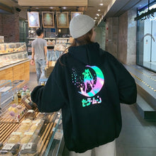 Charger l'image dans la galerie, Harajuku Cartoon Print Hoodie Women Loose Casual Reflective Material Long Sleeve Pullover Tops