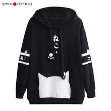Charger l'image dans la galerie, Sweat À Capuche Kawaii Neko Cat Noir / Xl Pull Hoodies Mangas