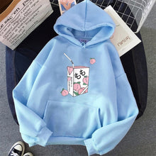 Charger l'image dans la galerie, New Kawaii Peach Juice Japanese Casual Harajuku Shirt Pink Hoodies Women Korean Pullovers Sweatshirt