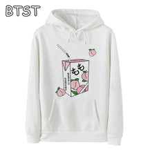 Charger l'image dans la galerie, New Kawaii Peach Juice Japanese Casual Harajuku Shirt Pink Hoodies Women Korean Pullovers Sweatshirt