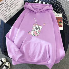 Charger l'image dans la galerie, New Kawaii Peach Juice Japanese Casual Harajuku Shirt Pink Hoodies Women Korean Pullovers Sweatshirt