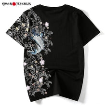 Charger l'image dans la galerie, T-shirt carpe Koi et fleurs T-shirts Kimonojaponais