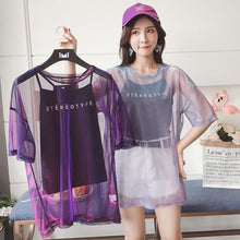 Charger l'image dans la galerie, T-shirt Japonais Kawaii transparent violet Harajuku style - Kimono Japonais