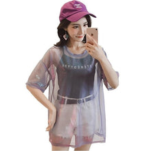 Charger l'image dans la galerie, T-shirt Japonais Kawaii transparent violet Harajuku style - Kimono Japonais