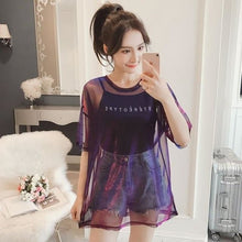 Charger l'image dans la galerie, T-shirt Japonais Kawaii transparent violet Harajuku style - Kimono Japonais