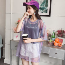Charger l'image dans la galerie, T-shirt Japonais Kawaii transparent violet Harajuku style - Kimono Japonais