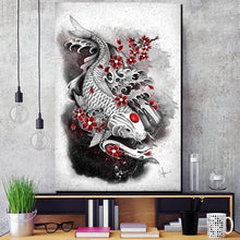 Charger l'image dans la galerie, Tableau Japonais Carpe et Sakura - Kimono Japonais