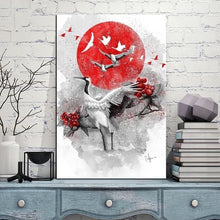 Charger l'image dans la galerie, Tableau Japonais Grues au soleil Levant - Kimono Japonais
