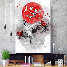 Charger l'image dans la galerie, Tableau Japonais Grues au soleil Levant - Kimono Japonais