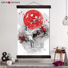Charger l'image dans la galerie, Tableau Japonais Grues au soleil Levant - Kimono Japonais