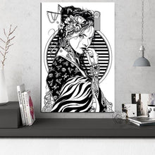 Charger l'image dans la galerie, Tableau japonais noir et blanc Geisha Gothique - Kimono Japonais