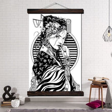 Charger l'image dans la galerie, Tableau japonais noir et blanc Geisha Gothique - Kimono Japonais