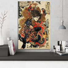 Charger l'image dans la galerie, Tableau Japonais Samouraï Et Dragon 40X60Cm Sans Support Tableaux Japonais