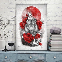 Charger l'image dans la galerie, Tableau Japonais Tigre Et Pivoines 30X45Cm Sans Support Tableaux