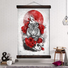Charger l'image dans la galerie, Tableau Japonais Tigre Et Pivoines 50X75Cm Avec Support Tableaux