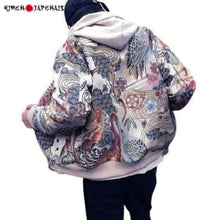 Charger l'image dans la galerie, Veste Fleurs et grues Veste Kimonojaponais