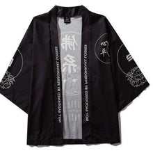 Charger l'image dans la galerie, Veste Kimono Black Samurai Kimono Cardigan Haori mixte Kimonojaponais