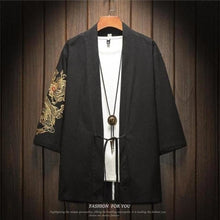 Charger l'image dans la galerie, Veste Kimono Broderie Japonaise avec broderie dragon, style Haori en coton pour un confort optimal et des couleurs naturelles.