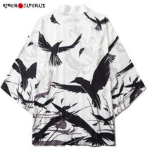 Charger l'image dans la galerie, Veste Kimono Corbeau Kimono Cardigan Haori mixte Kimonojaponais