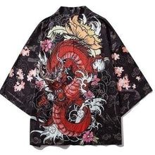 Charger l'image dans la galerie, Veste Kimono Dragon au jardin Kimono Cardigan Haori mixte Kimonojaponais 3XL
