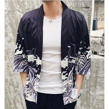 Charger l'image dans la galerie, Veste Kimono Dragon des mers Kimono Cardigan Haori mixte Kimonojaponais Noir M
