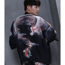 Charger l&#39;image dans la galerie, Veste Kimono ´Dragon du lac´ Kimono Cardigan Haori mixte Kimonojaponais 
