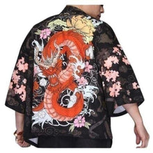 Charger l'image dans la galerie, Veste Kimono Dragon rouge Kimono Cardigan Haori mixte Kimonojaponais
