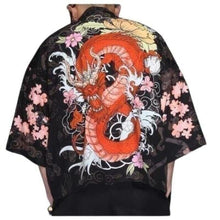 Charger l'image dans la galerie, Veste Kimono Dragon rouge Kimono Cardigan Haori mixte Kimonojaponais