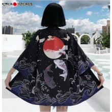 Charger l'image dans la galerie, Veste Kimono Femme Akina Kimono Cardigan Haori mixte Kimonojaponais Noir