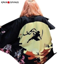 Charger l'image dans la galerie, veste Kimono Femme Flying Samourai Kimono Cardigan Haori mixte Kimono Japonais