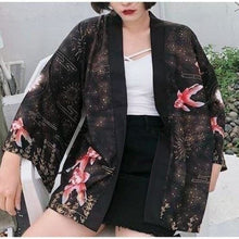 Charger l'image dans la galerie, Veste Kimono Femme Koi pourpre Kimono Cardigan Haori mixte Kimonojaponais
