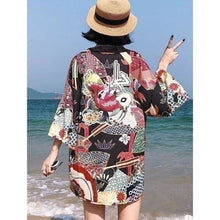 Charger l'image dans la galerie, Veste Kimono Femme Lotus Bleu Kimono Cardigan Haori mixte Kimonojaponais