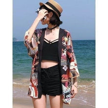 Charger l'image dans la galerie, Veste Kimono Femme Lotus Bleu Kimono Cardigan Haori mixte Kimonojaponais