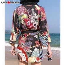 Charger l'image dans la galerie, Veste Kimono Femme Lotus Bleu Kimono Cardigan Haori mixte Kimonojaponais