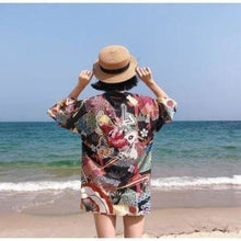 Charger l'image dans la galerie, Veste Kimono Femme Lotus Bleu Kimono Cardigan Haori mixte Kimonojaponais