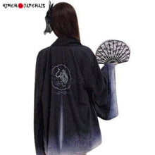 Charger l'image dans la galerie, Veste Kimono Femme Tora Kimono Cardigan Haori mixte Kimono Japonais Noir