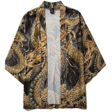 Charger l'image dans la galerie, Veste Kimono Golden Dragon Kimono Cardigan Haori mixte Kimonojaponais
