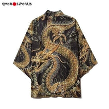 Charger l'image dans la galerie, Veste Kimono Golden Dragon Kimono Cardigan Haori mixte Kimonojaponais M