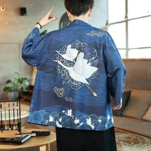 Charger l'image dans la galerie, Veste Kimono Grues et Vagues - Kimono Japonais