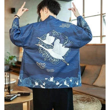 Charger l'image dans la galerie, Veste Kimono Grues et Vagues - Kimono Japonais