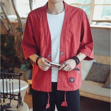 Charger l'image dans la galerie, Veste Kimono Homme Fujiko Kimonos Cardigan Street Mixte Kimonojaponais Rouge M
