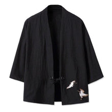 Charger l'image dans la galerie, Veste Kimono Homme Kyoto Kimonos Cardigan Street Mixte Kimonojaponais Noir L (Personne 57-64 Kgs)