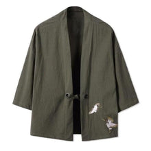 Charger l'image dans la galerie, Veste Kimono Homme Kyoto Kimonos Cardigan Street Mixte Kimonojaponais Vert L (Personne 57-64 Kgs)