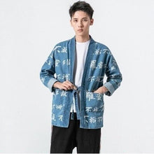 Charger l'image dans la galerie, Veste Kimono Homme Narogi Hitoko Kimonos Cardigan Street Mixte Kimonojaponais Bleu M
