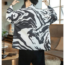 Charger l'image dans la galerie, VESTE KIMONO JAPONAISE VAGUES NOIRES - Kimono Japonais