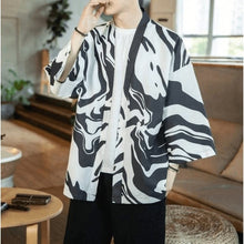 Charger l'image dans la galerie, VESTE KIMONO JAPONAISE VAGUES NOIRES - Kimono Japonais
