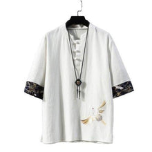 Charger l'image dans la galerie, Veste Kimono Kanpanyu avec broderies de grues japonaises, élégante et fluide, parfaite pour un style chic.