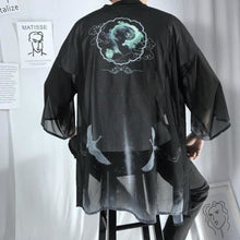 Charger l'image dans la galerie, Veste Kimono Tori Kimono Cardigan Haori mixte Kimonojaponais Noir